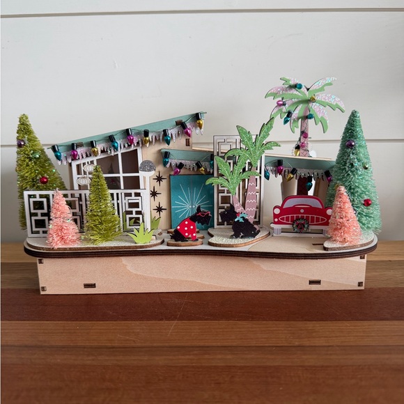 World Market 2023 Laser Cut Wood MCM House LED Christmas Carport